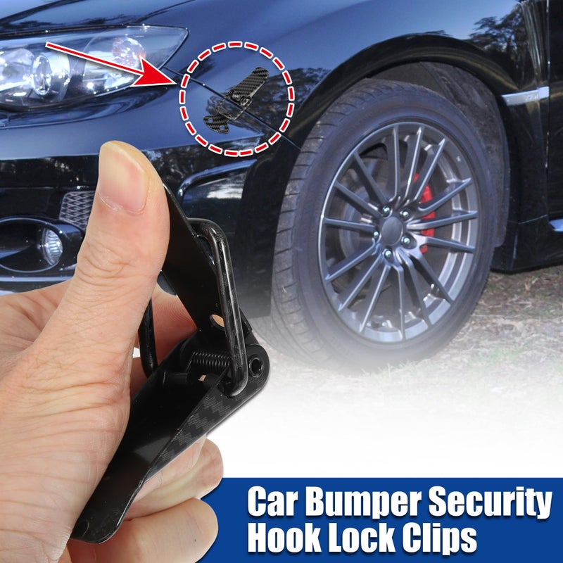 X AUTOHAUX X AUTOHAUX Universal Car Bumper Security Hook Lock Clips Quick Release Hook Clips for Car Trunk Quick Release Fasteners for Trunk Bumpers Fenders Carbon Fiber Pattern 105x33mm 2pcs  - Image 2
