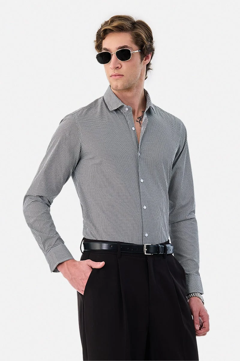 SNITCH 100% Cotton Geometric Slim Fit Shirt