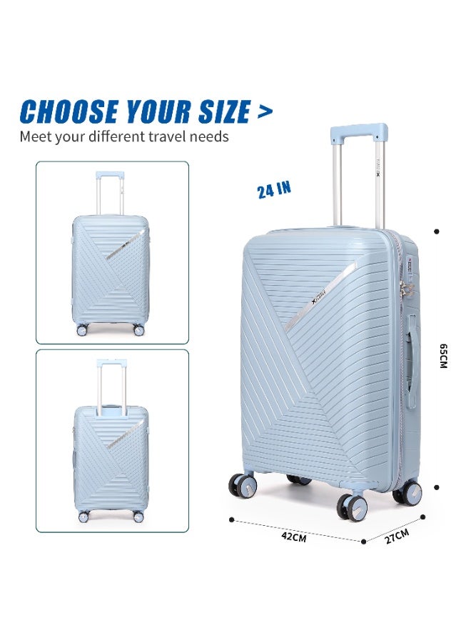Home Smart HomeSmart Xplorer Premium Luggage Set, 3-Piece (PP) Hard shell Suitcases | Durable, Flexible, Lightweight, Scratch Resistant with 360 Rotatable wheel, Smooth & Strong Trolley, Combination Lock and Comfortable handle | Ideal for any journey. (Light Blue) - Image 3