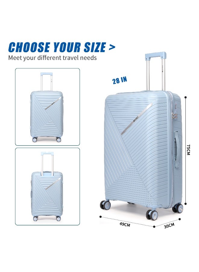 Home Smart HomeSmart Xplorer Premium Luggage Set, 3-Piece (PP) Hard shell Suitcases | Durable, Flexible, Lightweight, Scratch Resistant with 360 Rotatable wheel, Smooth & Strong Trolley, Combination Lock and Comfortable handle | Ideal for any journey. (Light Blue) - Image 4