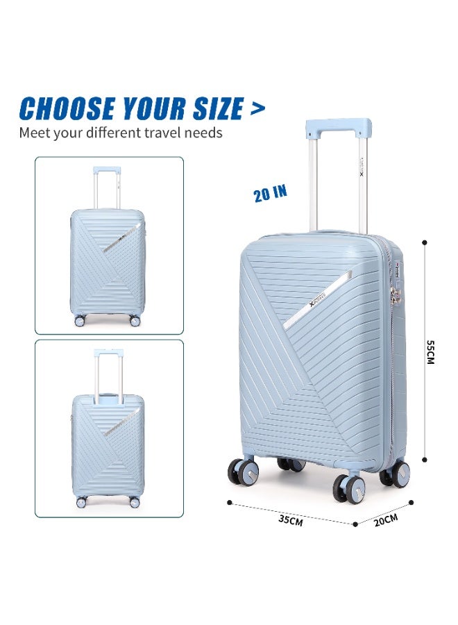 Home Smart HomeSmart Xplorer Premium Luggage Set, 3-Piece (PP) Hard shell Suitcases | Durable, Flexible, Lightweight, Scratch Resistant with 360 Rotatable wheel, Smooth & Strong Trolley, Combination Lock and Comfortable handle | Ideal for any journey. (Light Blue) - Image 2