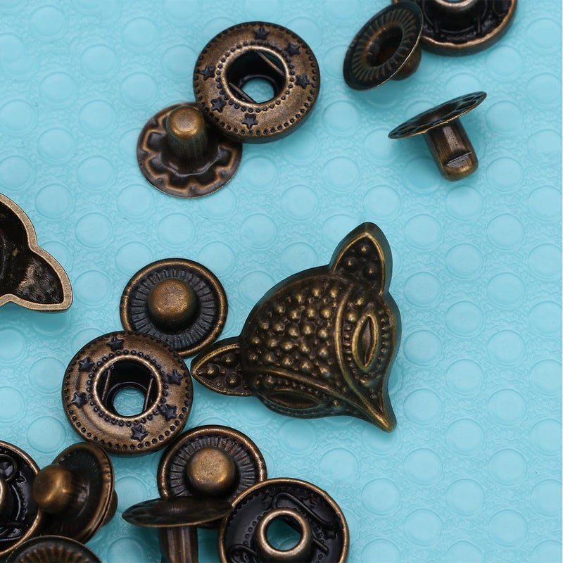 Vintage Copper Snap Buttons Set with Animal Head and Base for DIY Sewing Crafts and Bag Closures - Image 4