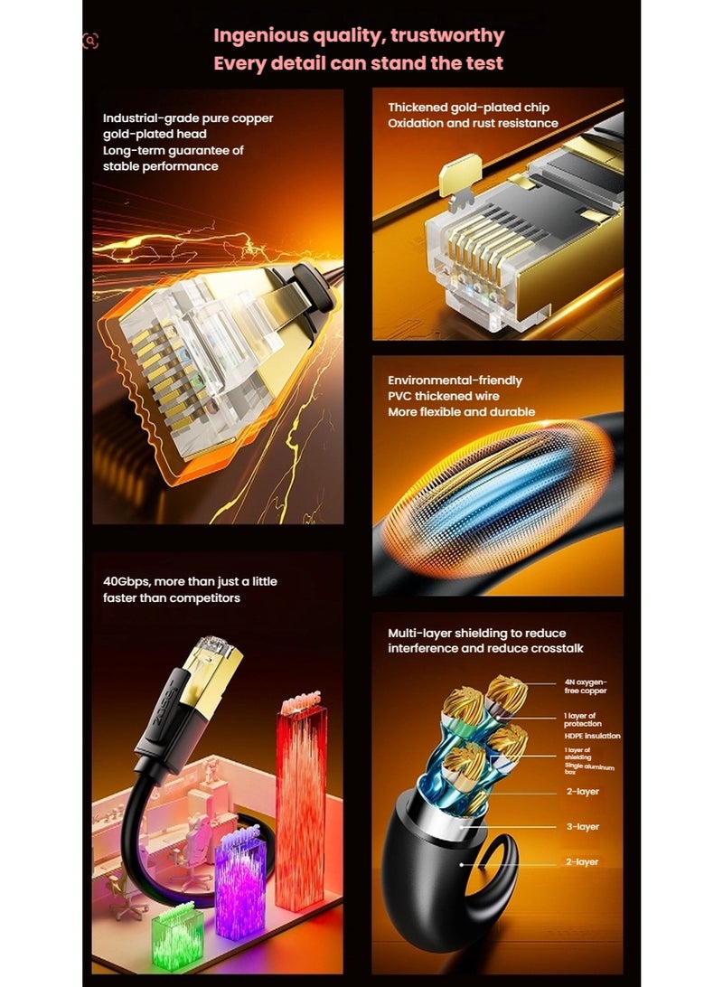 جاسوز كابل إيثرنت Cat8 عالية السرعة شبكة الإنترنت محمية سلك - Image 4