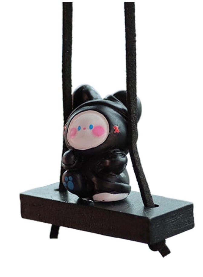 قلادة مرآة السيارة فريدة وجذابة على شكل لابوبو اسود يتمرجح - Image 3