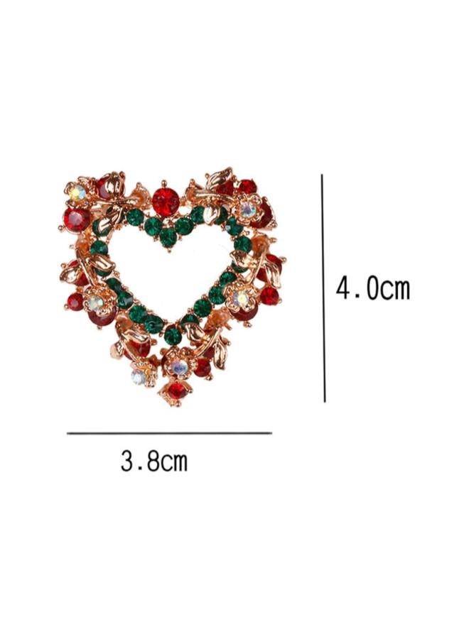 klarako 3pcs Christmas Rhinestone Brooch Pin Crystal Diamond Heart Garland Socks Inlaid Breastpin Enamel Lapel Corsage For Girls Women Jewelry Winter Holiday Gift - Image 5