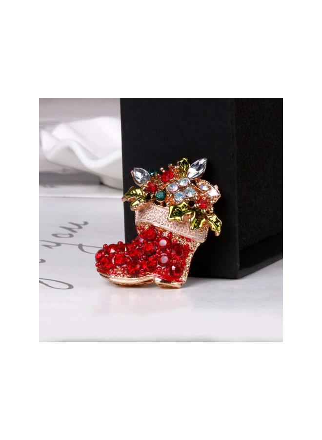 klarako 3pcs Christmas Rhinestone Brooch Pin Crystal Diamond Heart Garland Socks Inlaid Breastpin Enamel Lapel Corsage For Girls Women Jewelry Winter Holiday Gift - Image 3