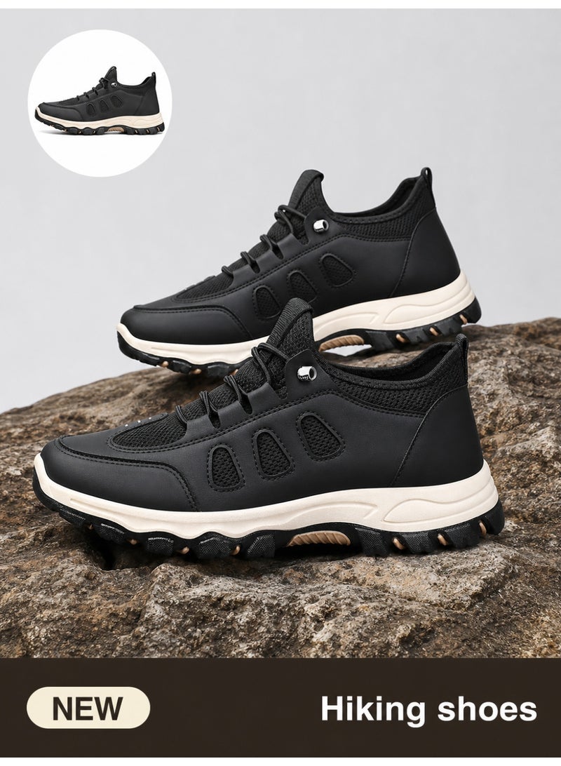 Men's athletic shoes, stylish classic low-top sneakers, outdoor hiking boots, breathable and comfortable athletic shoes, lightweight walking shoes, non-slip fitness and jogging shoes, athletic casual shoes, black - Image 1