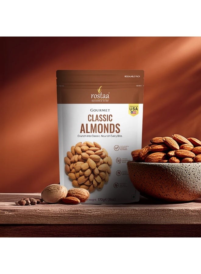 Rostaa Classic Almonds 170g – Premium Roasted Almonds, Protein-Rich & Healthy Snack - Image 3