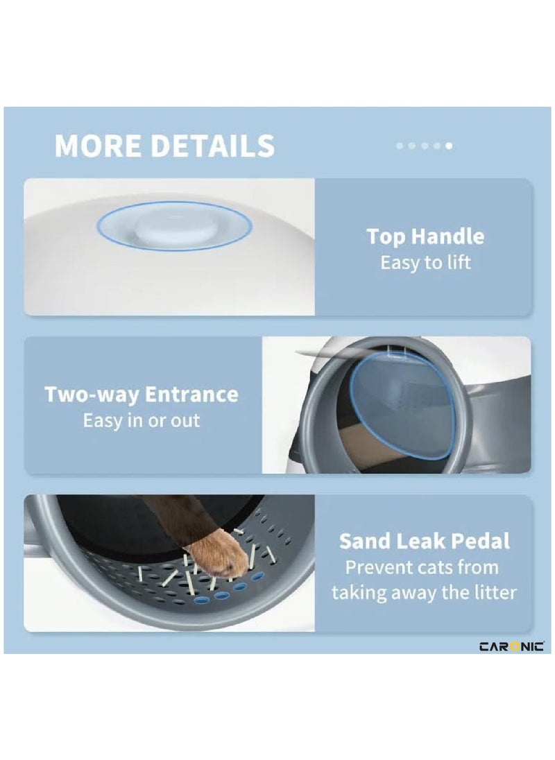 CARONIC Pet Litter Box Foldable With Litter scoop Portable Closed Splash proof Easy To Clean 41*52*38CM  - Image 5