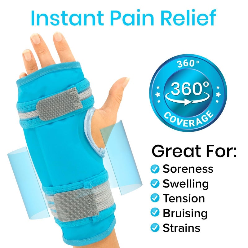 Arctic Flex Wrist Ice Pack Wrap - Hot & Cold Therapy Brace For Hand - Soft Gel For Pain Relief, Rheumatoid Arhtritis, Surgery, Swelling & Sprains - Adjustable Straps For Heating Or Cooling Compression - Image 4