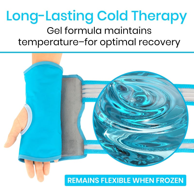 Arctic Flex Wrist Ice Pack Wrap - Hot & Cold Therapy Brace For Hand - Soft Gel For Pain Relief, Rheumatoid Arhtritis, Surgery, Swelling & Sprains - Adjustable Straps For Heating Or Cooling Compression - Image 2