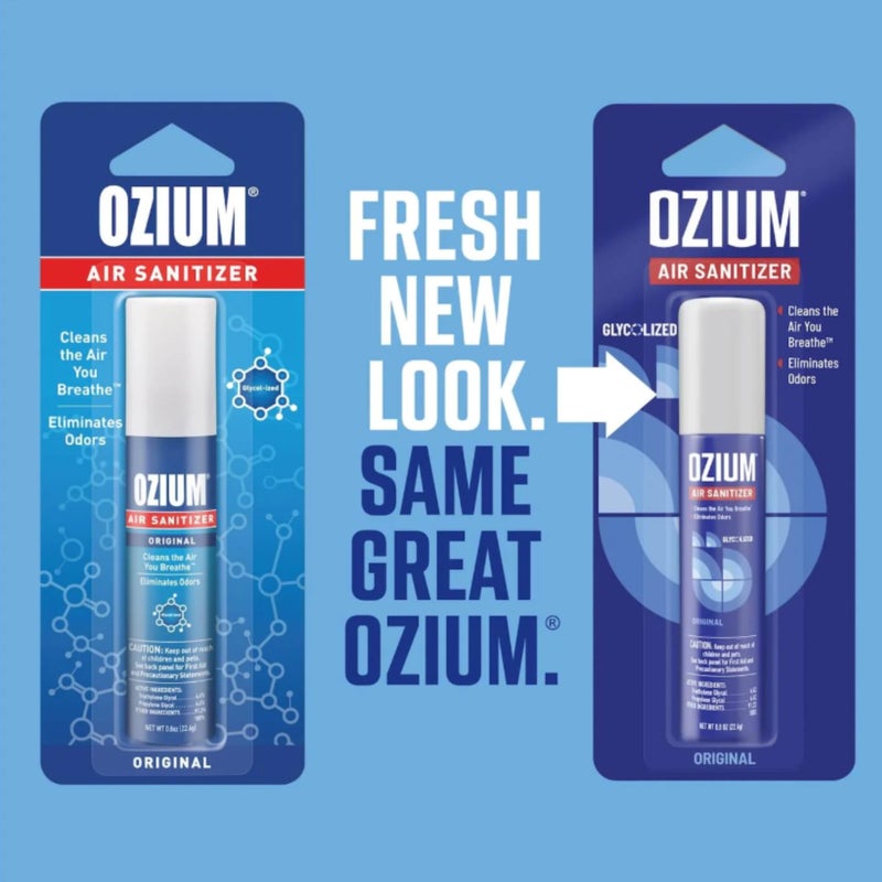 Ozium أوزيوم 0.8 أونصة معقم هواء ومزيل روائح للمنازل والسيارات والمكاتب والمزيد، رائحة أصلية، عبوة من 4 - Image 2