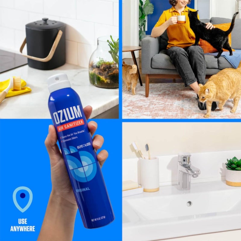 Ozium أوزيوم 0.8 أونصة معقم هواء ومزيل روائح للمنازل والسيارات والمكاتب والمزيد، رائحة أصلية، عبوة من 4 - Image 4