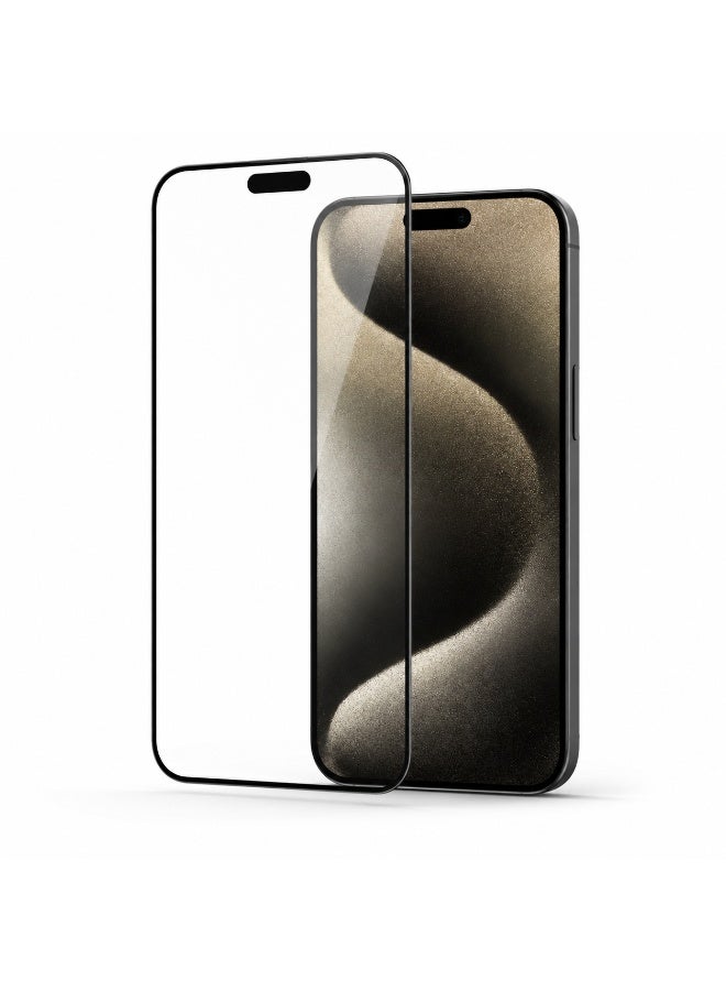 باندا شاشة حماية زجاجية فاخرة لهاتف آيفون 15 برو (iPhone 15 Pro) بتغطية كاملة وإطار أسود - أداء احترافي - Image 1