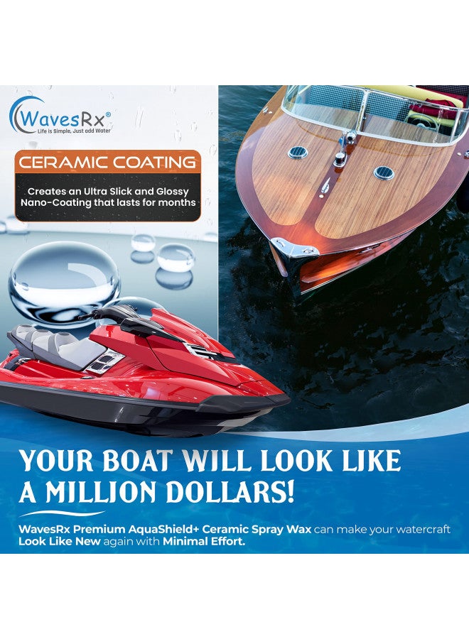 WAVESRX WavesRx High-Performance Ceramic Spray Coating for Boats & Jet Skis (AquaShield+) | Marine Grade SiO2 Sealant Protects from Salt, Contaminants & UV Damage | Fast Wax Silicon Dioxide Hydrophobic Polish  - Image 1