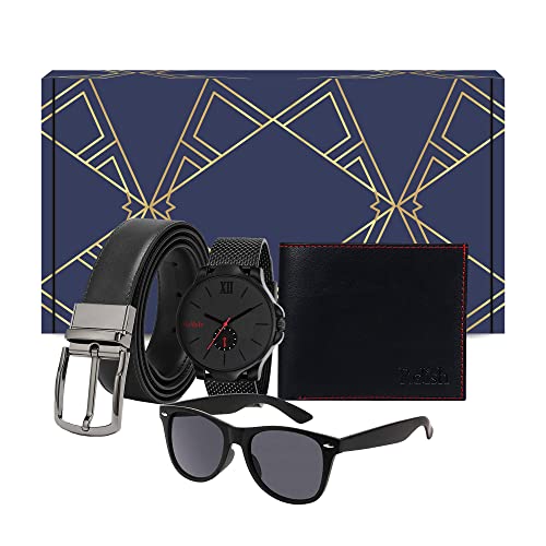 Relish Analogue Men's & Boy's Watch, Belt, Sunglasses and Wallet Combo for Gifts Black | Diwali Gift | Gift for Mens - Image 1