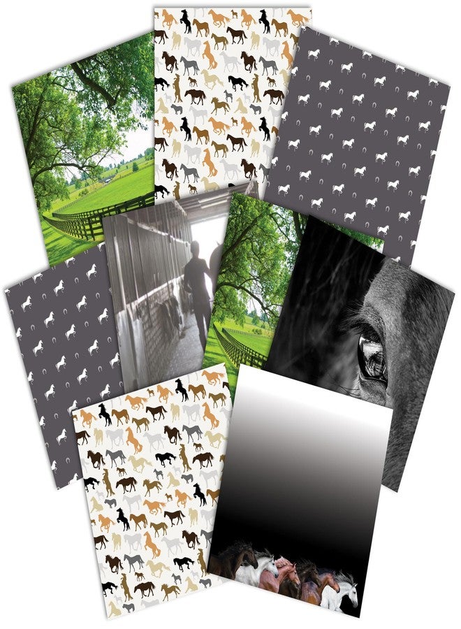 Paper House Productions 12" x 12" 9-Sheet Decorative Double Sided Paper Pack for Scrapbooking and Crafts - Horse Heaven - Image 1