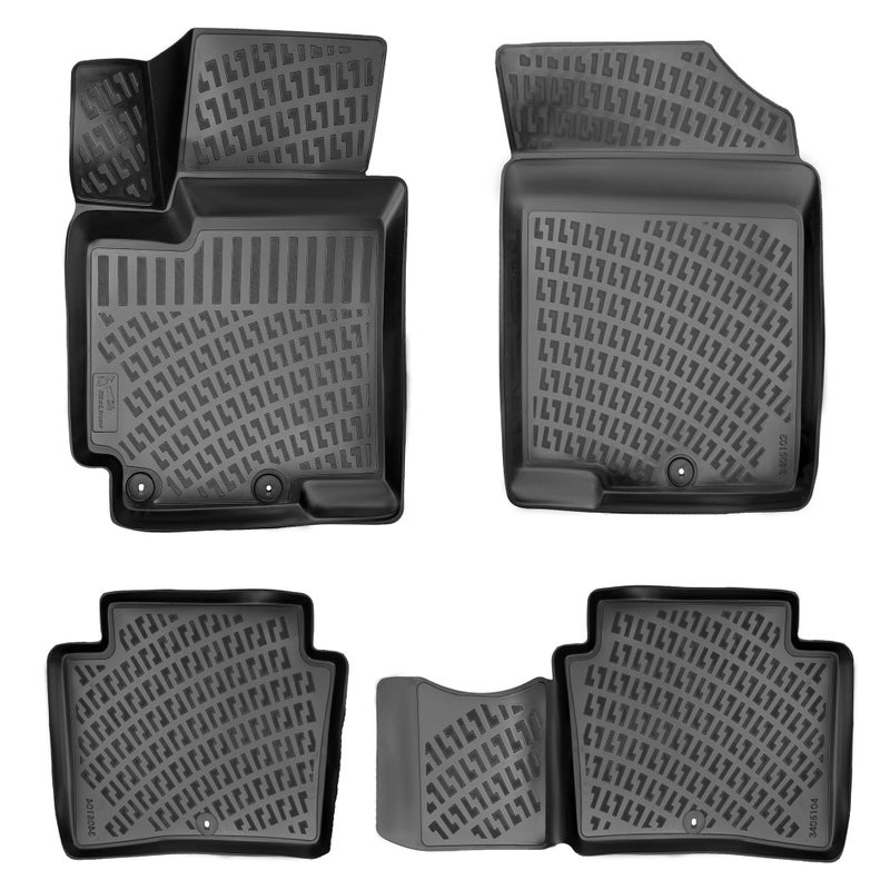 RizLiner Hyundai Accent 20122017 Floor Mats Custom Fit Rubber 3D Car Mats Laser Measured Floor Liners All Weather Heavy Duty Waterproof Odorless NonSlip TPE Front Rear Black