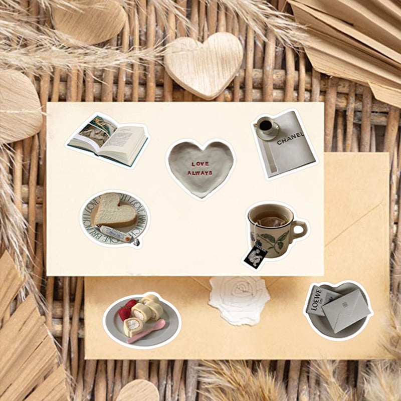 DIDODO 50pcs Cute Aesthetic Stickers for Laptop Scrapbook Journal, Funny Waterproof Aesthetic Stickers for Kids Teens Adults, Vinyl Decals for Water Bottle Pad Notebook Party Supplies(Brown) - Image 4