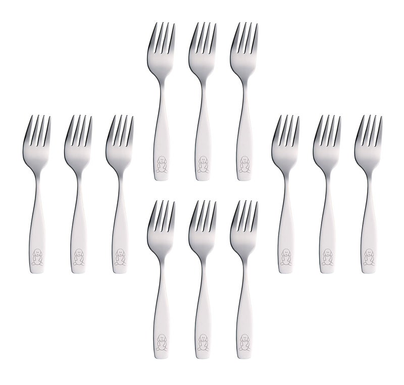 Annova ANNOVA Kids Silverware Childrens Safe Flatware Set Stainless Steel  Children Forks Children Tablespoons Toddler Utensils Metal Cutlery Set for LunchBox Stainless Steel Fork 12