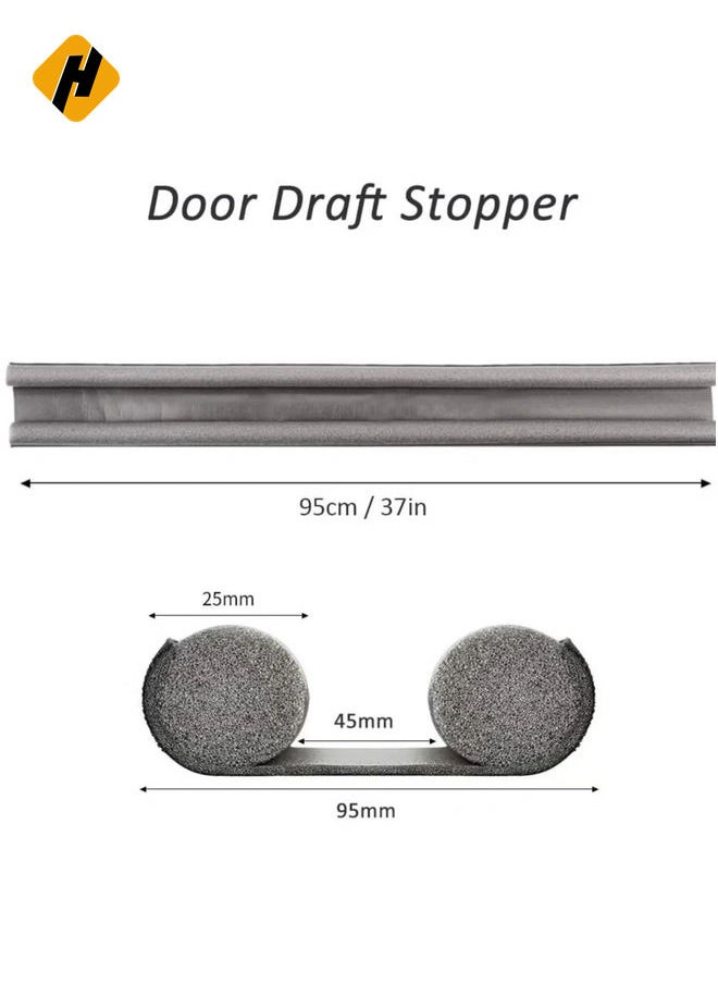 HuHa - Door Draft Stopper, 30'' to 38'' Under Door Draft Blocker Window Breeze Blocker, Noise Sound Light Smell Blocker for Doors and Windows, Grey, DOOR GUARD-Gr, 37inch - Image 1