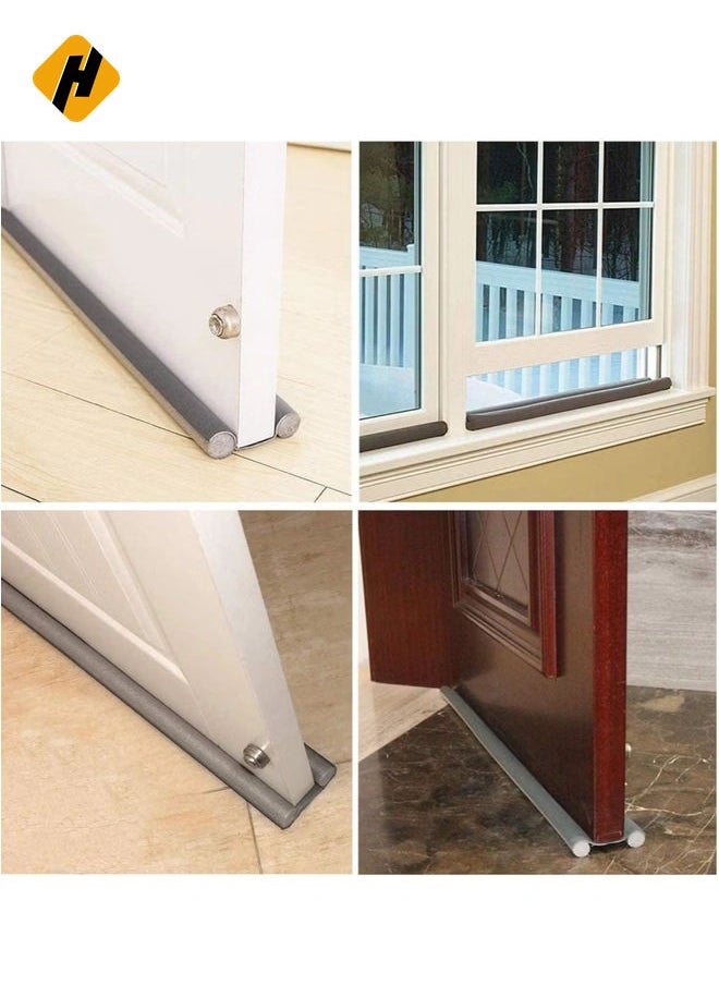 HuHa - Door Draft Stopper, 30'' to 38'' Under Door Draft Blocker Window Breeze Blocker, Noise Sound Light Smell Blocker for Doors and Windows, Grey, DOOR GUARD-Gr, 37inch - Image 1