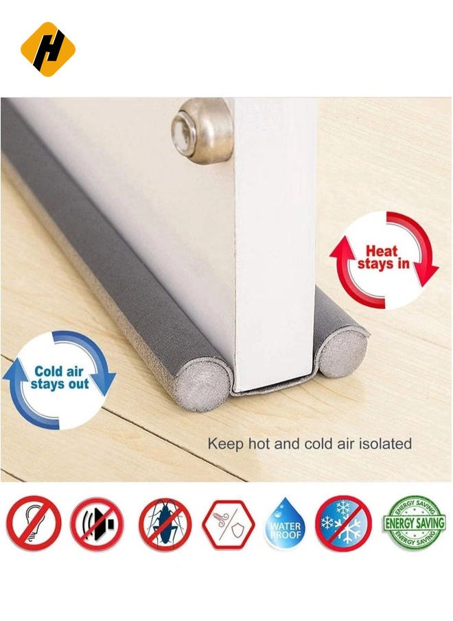 HuHa - Door Draft Stopper, 30'' to 38'' Under Door Draft Blocker Window Breeze Blocker, Noise Sound Light Smell Blocker for Doors and Windows, Grey, DOOR GUARD-Gr, 37inch - Image 1