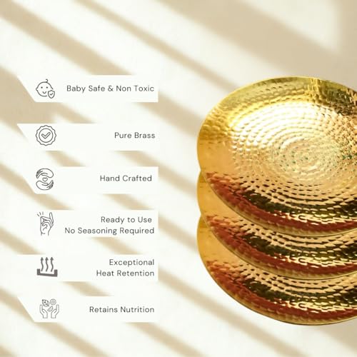 NUTRION Brass Roti Tawa for Cooking | 10 inch (25.4 cm) Teflon-Free, Non-Toxic Roti Tawa with PVC Handle | Pure Pital Brass Flat Pan for Roti, Chapati, Dosa & Healthy Cooking - Image 3