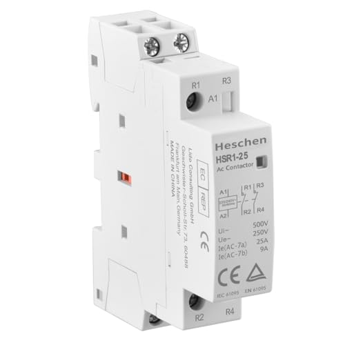 Heschen Household AC Contactor, HSR1-25, 2 Pole, Two Normally Closed, AC 220V/230V Coil Voltage, 35mm DIN Rail Mount (1) - Image 1