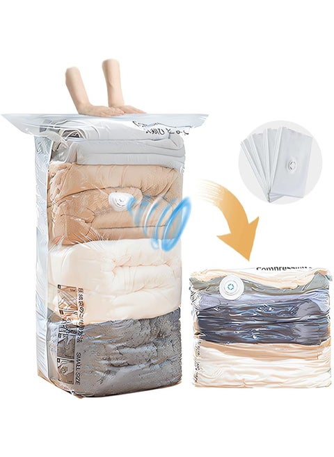 4 Piece Vacuum Storage Bags,No Pump Required,Space Saver Bags,Jumbo Cube bag,Extra Large Vacuum Sealer Bags for Comforters Blankets Bedding Duvet,Closet Organizers (S-M-L-XL, 4pcs)