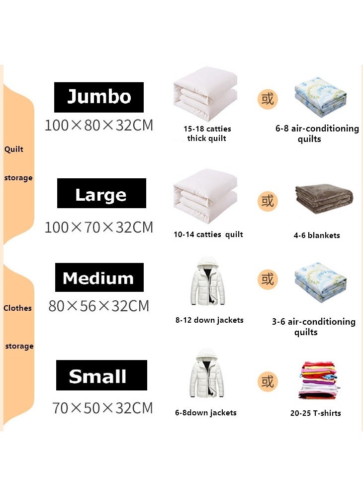 4 Piece Vacuum Storage Bags,No Pump Required,Space Saver Bags,Jumbo Cube bag,Extra Large Vacuum Sealer Bags for Comforters Blankets Bedding Duvet,Closet Organizers (S-M-L-XL, 4pcs)