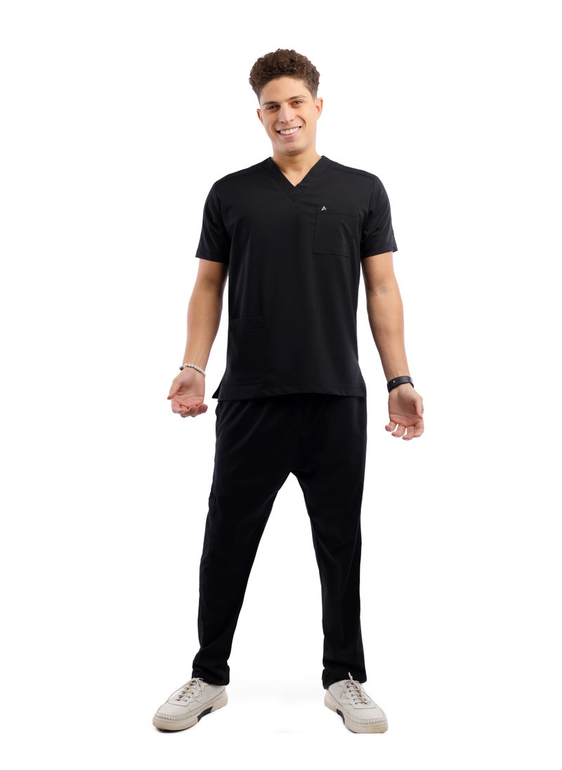 APEX Premium Scrub 1/2 Sleeve Male Black Medi-Tex  - Image 2