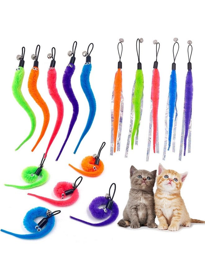 TIENAILING Cat Worm Toy Refills Cat Toys Wand Replacement, 15 Pieces Cat Worms Refill, Worm Cat Toy Attachment for Cat Wand - Image 3
