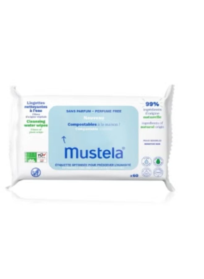 Mustela Cleansing Water Wipes — Perfume Free 60’s - Image 1