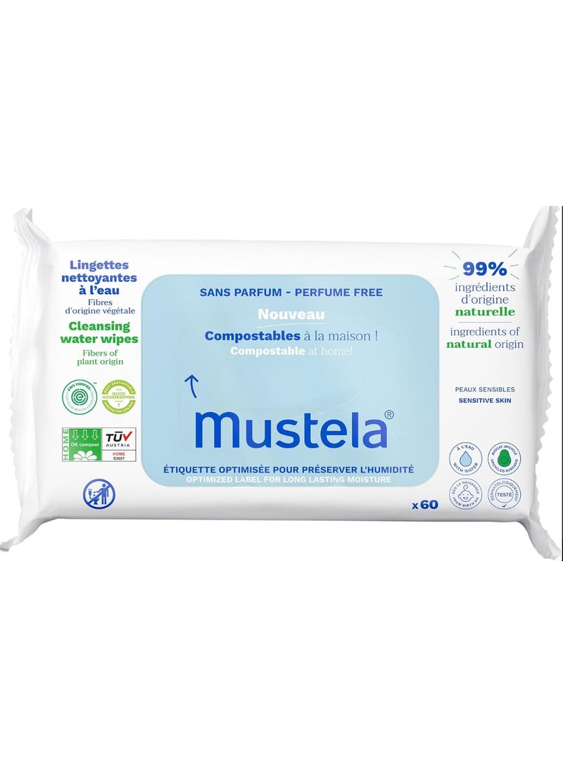 Mustela Cleansing Water Wipes — Perfume Free 60’s - Image 2