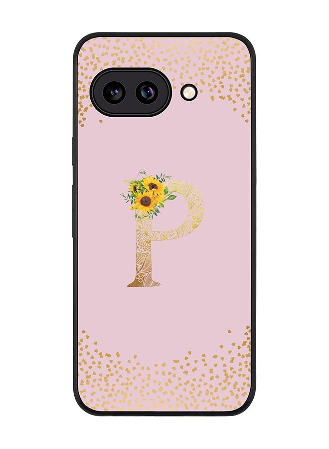 Stylizedd For Google Pixel 9a Case,Slim fit Camera Protection, Shockproof Thin Phone cover  - Custom Floral Monogram - P  (Pink )