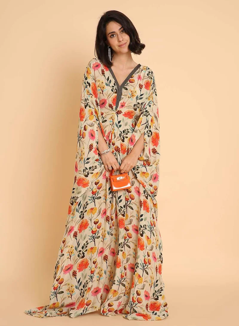 HANA & SARA Garden Bloom Kaftan Jalabiya Dress - Rustic Arabic Charm
