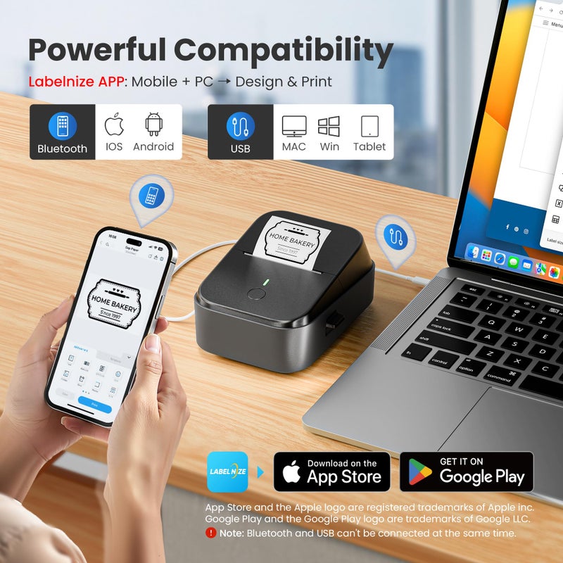 ETIKEZ PM260 Label Maker Machine with Tape, 2 Inch Label Tape Maker Bluetooth Label Printer, Inkless Portable Label Maker with Smart AI APP for Home, Kitchen, School, Office Organization, Black - Image 3