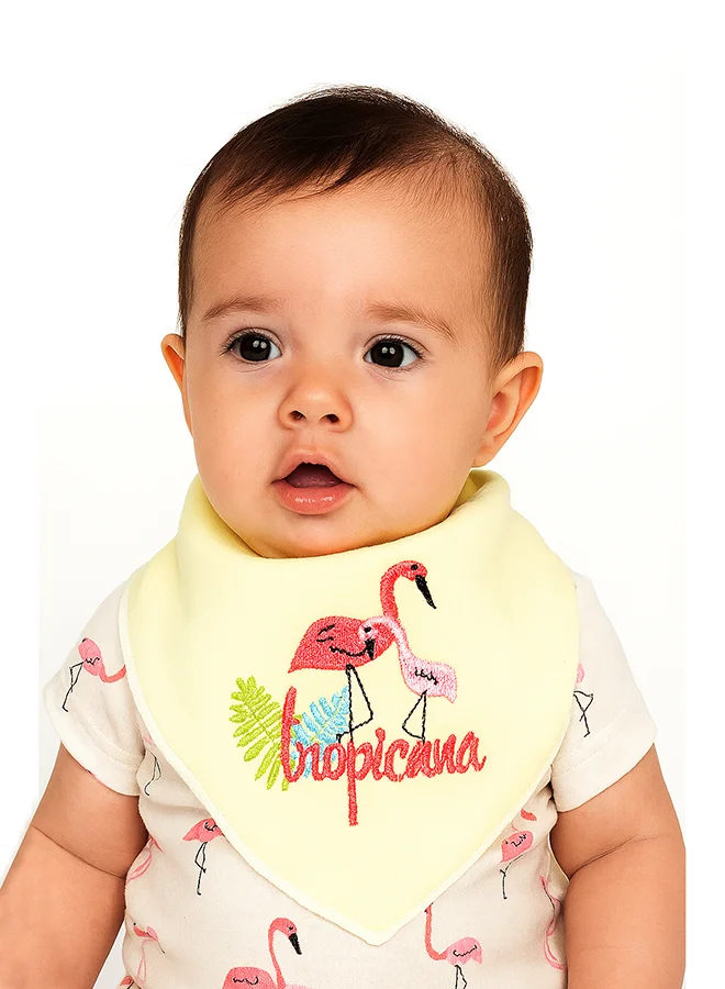 LITTLE SURPRISE BOX Little Surprise Box, 3PCS Set of Flamingo print premium adjustable snap button closure Bibs