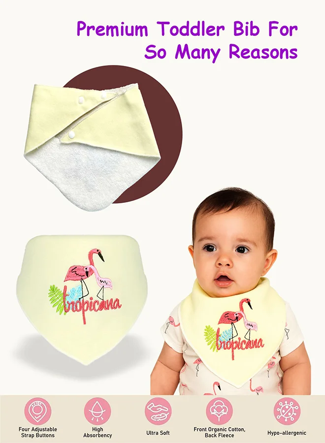 LITTLE SURPRISE BOX Little Surprise Box, 3PCS Set of Flamingo print premium adjustable snap button closure Bibs