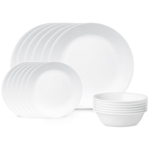 Corelle طقم أدوات المائدة كوريل ليفينغ وير 18 قطعة شتاء فروس الأبيض خدمة لـ 6