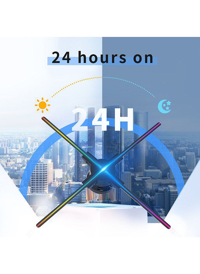 Generic - F60 3D Hologram Projector Advertising Display Fan Wall-mounted Player 3D Naked Eye 2K HD LED Photo Video Fan with 720pcs LED Light Beads Remote Control Sign Real-time Screen Display - Image 1