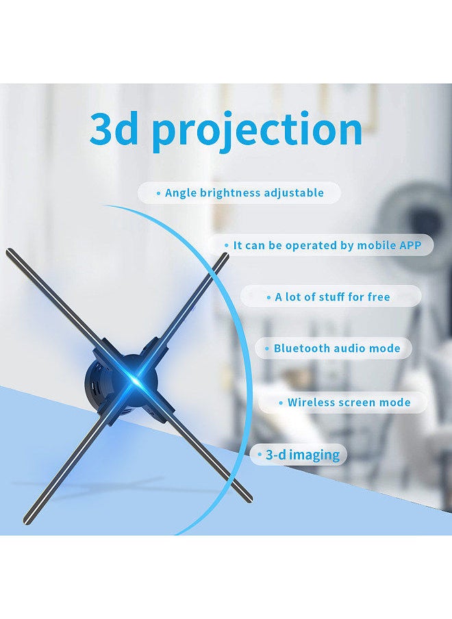 Generic - F60 3D Hologram Projector Advertising Display Fan Wall-mounted Player 3D Naked Eye 2K HD LED Photo Video Fan with 720pcs LED Light Beads Remote Control Sign Real-time Screen Display - Image 1