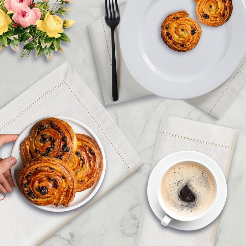 Eminence Home 12-Piece Cotton Napkin Set - 45x45cm Cream, Eco-Friendly, Hemstitched - Image 4