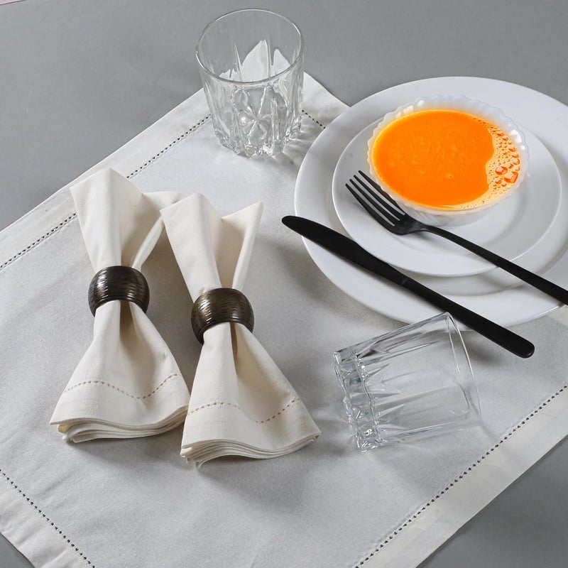 Eminence Home 12-Piece Cotton Napkin Set - 45x45cm Cream, Eco-Friendly, Hemstitched - Image 2