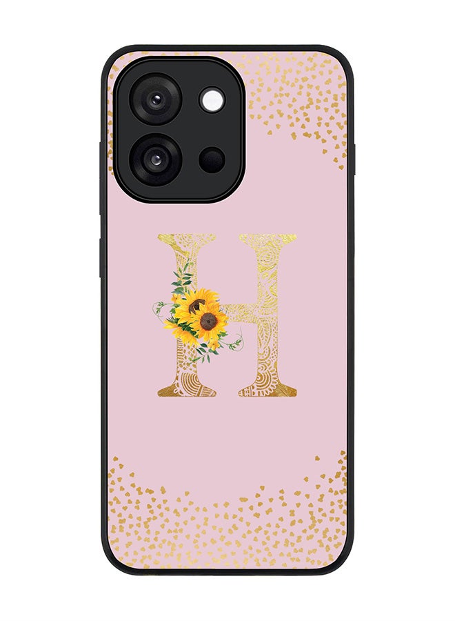 Stylizedd For OnePlus 13s / 13T Case,Slim fit Camera Protection, Shockproof Thin Phone cover  - Custom Floral Monogram - H  (Pink )