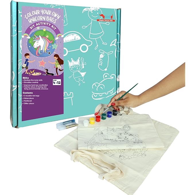 COCOMOCO KIDS Unicorn Tote Bag Painting Kit For Kids - DIY Art And Craft Kit For Girls 9-12 Birthday Return Gifts, Learning Toys, Multicolour