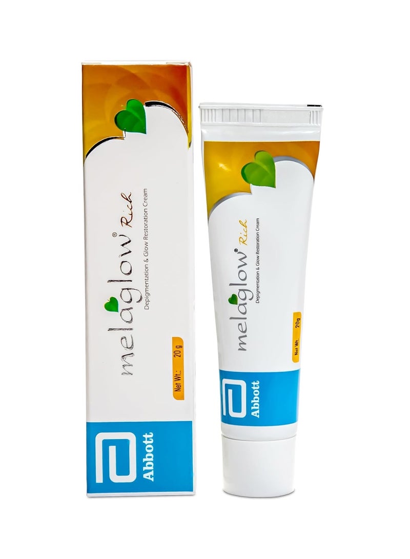 MELAGLOW Rich Depigmentation and Glow Restoration Cream 20Gm, (Pack of1) - Image 1