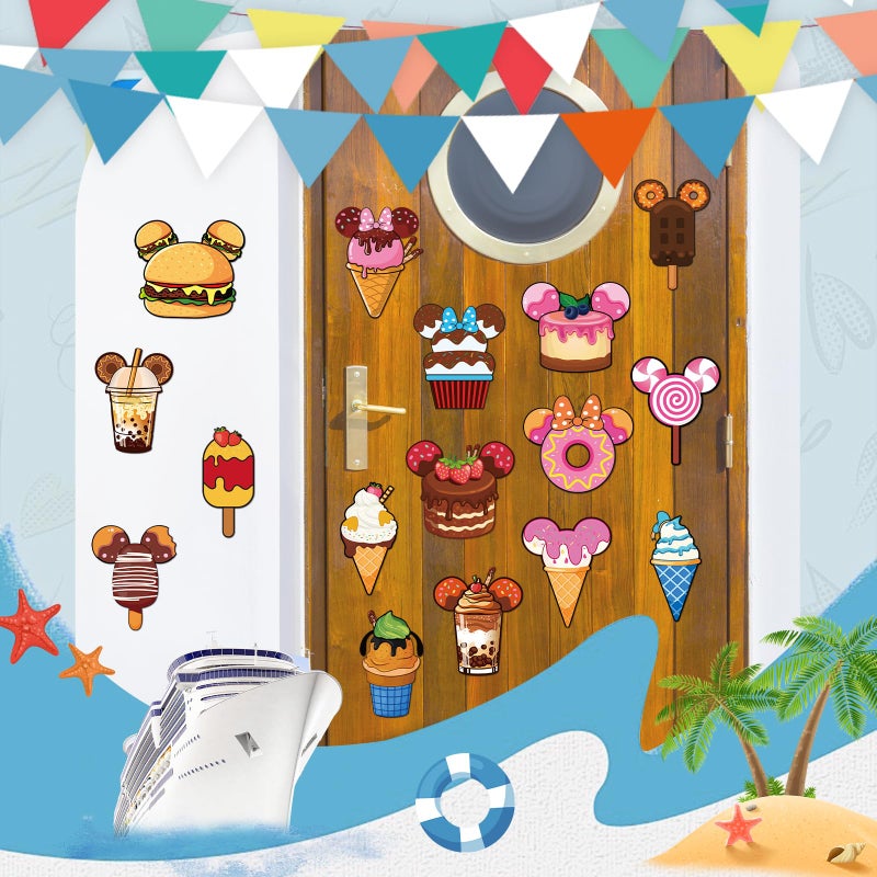 RiVolTa Mouse Cruise Door Decorations - 16 PCs Cute Magnets Ice Cream Ship Cabin Magnetic Stickers Funny Animal Stateroom Decal Accessories Refrigerator for Summer Party Carnival Holiday Locker Decor - Image 3