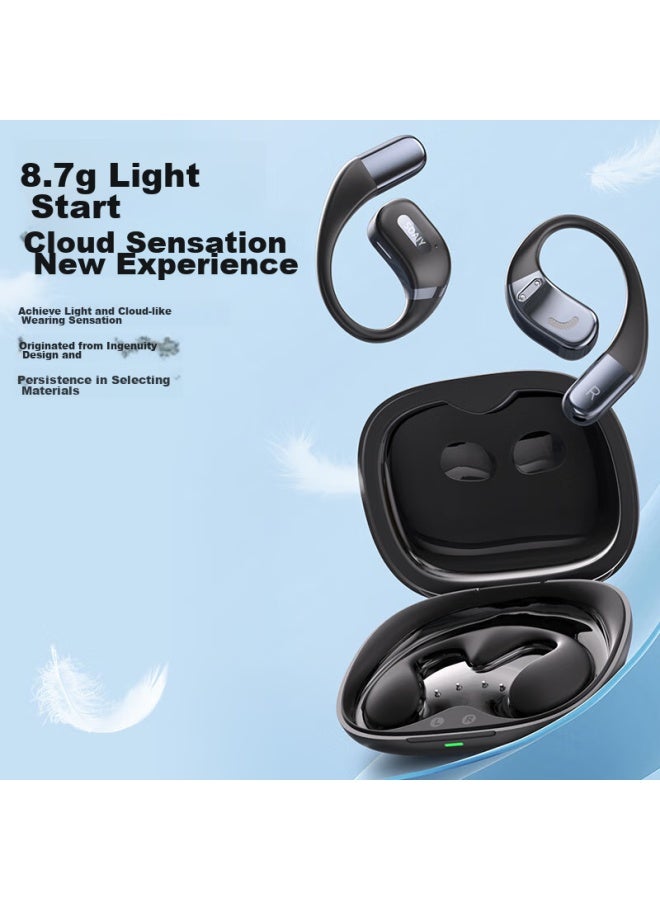 Soaiy Js10 Open-style Bluetooth Headphones, Ear-hook Bone Conduction Concept, True Wireless, Non-in, Sports Running, Noise-cancelling, Ear Clip, Suitable For Huawei, Xiaomi, Honor, Black - Image 5